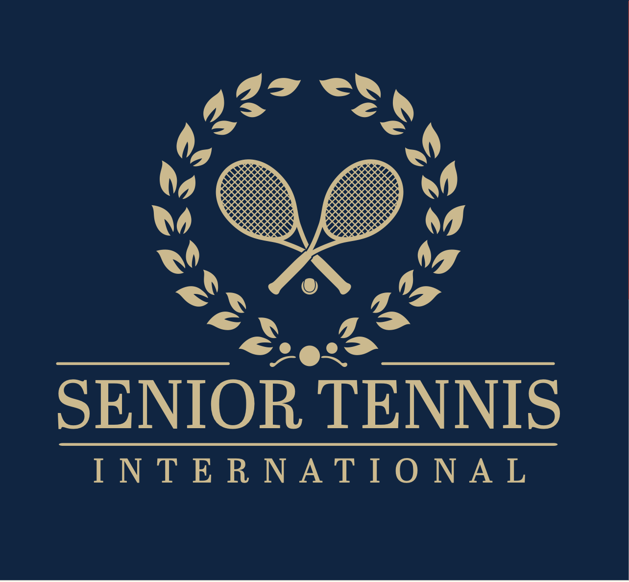Senior Tennis International gold crest and wordmark